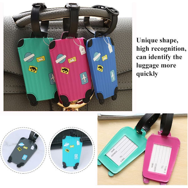 5 stk. Silikone Flyvemaskine Kuffertegn Boarding Bagage Tag Farve
