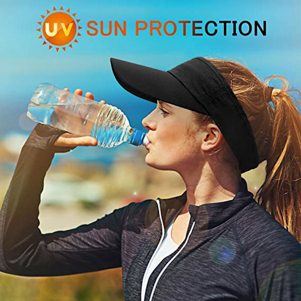 Solskärm Herr Dam - Golf Tennis Solskärm Justerbar Sport Solskärm Mycket Tunn Snabbtorkande Solskärm Unisex Kep Keps för Golf Tennis Löpning Cykling Svart