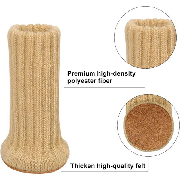 Beige Färg-24 Stycken Stickade Stolsbensstrumpor för Stolsbensdynor