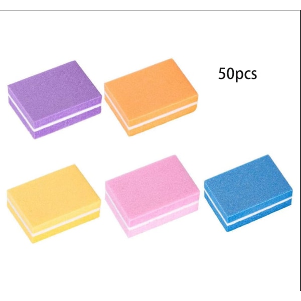 50 kpl Mini Nail File Block Kaksipuolinen värikäs sienikynsilakka