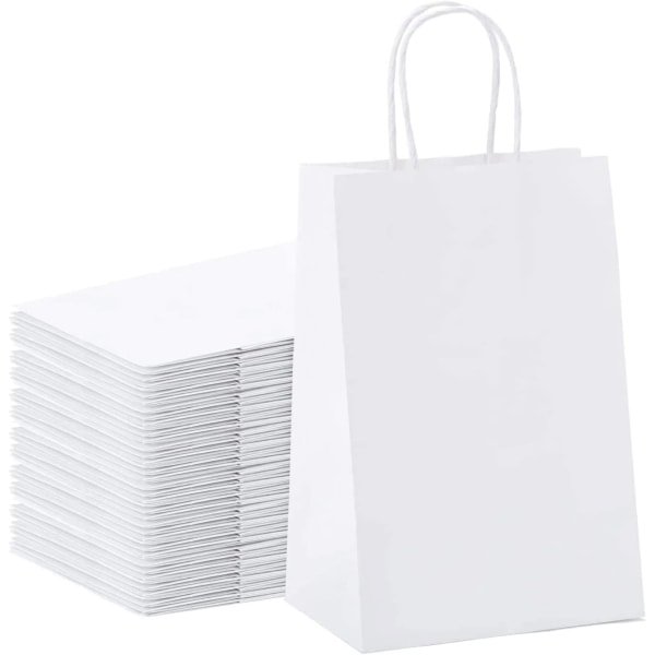 20X Kraft Bag Kraft-paperikassi kahvalla Valkoiset paperikassit
