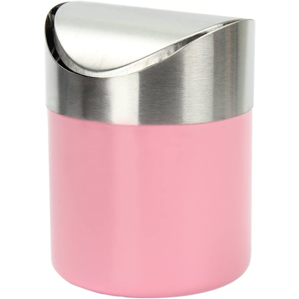 Rosa farge-mini søppelbøtte i rustfritt stål med praktisk sving