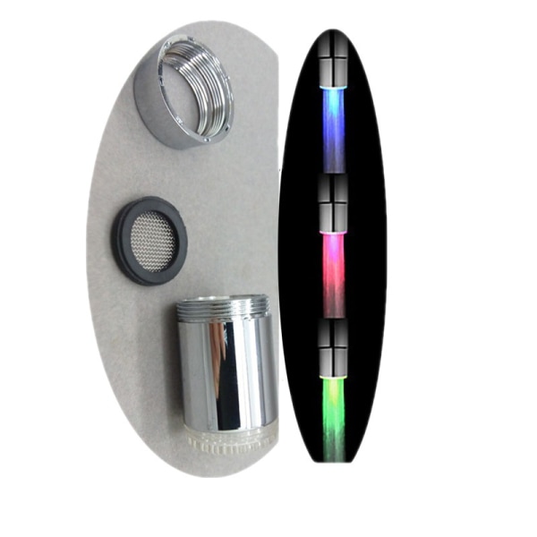 1 pakke fargerik LED-vannkran med 3 farger temperaturkontr