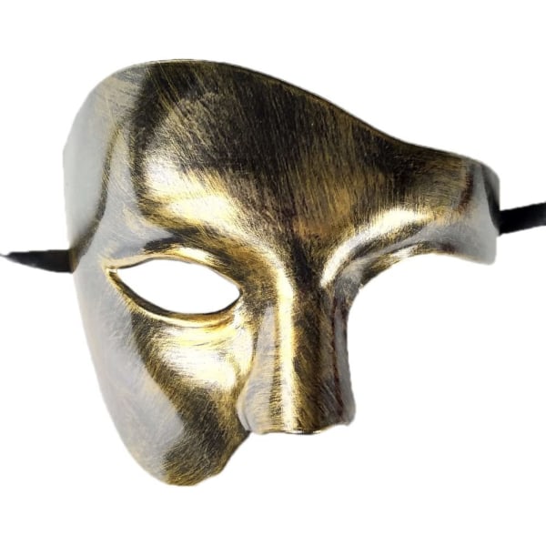 (Sort gull)Vintage Masquerade Mask Phantom of the Opera One Eye