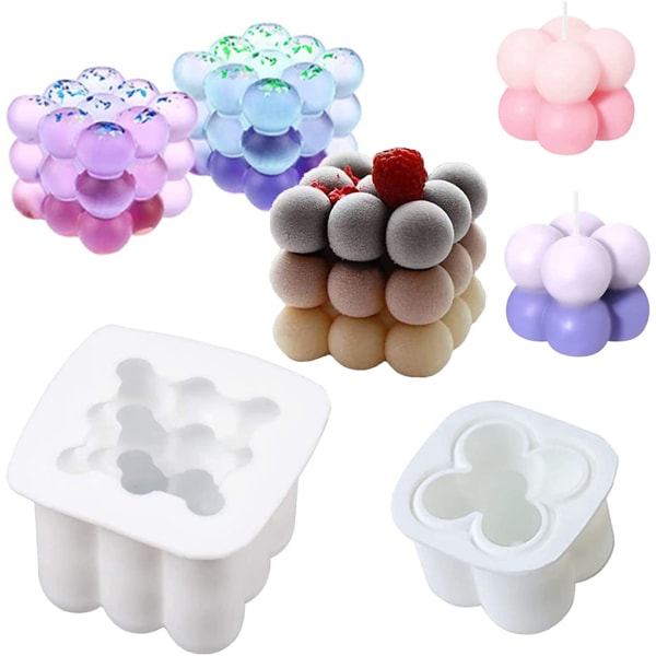 3D Silikonforme til Stearinlysfremstilling, Rubiks Terning Soyforme, Chokoladeforme
