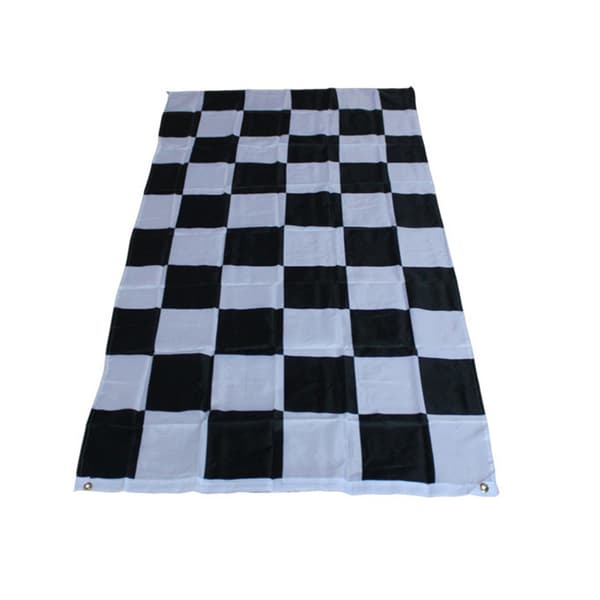 Tre 90 * 150 cm 3 * 5ft sort-hvide gittervæddeløbsflag w