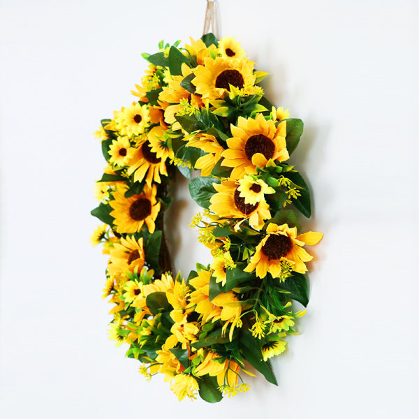 Kunstig solsikke sommerkrans-17,7 tommers dekorative falske Flo