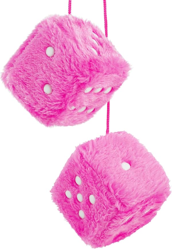 2-pack Fluffiga Biltärningar 6cm Retrostil Biltärningar Hängande Kuber Rosa