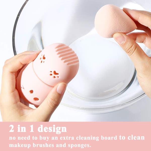 2 stk. Beauty Sponge Blender Beholder, (Pink/Blå) Makeup Blender