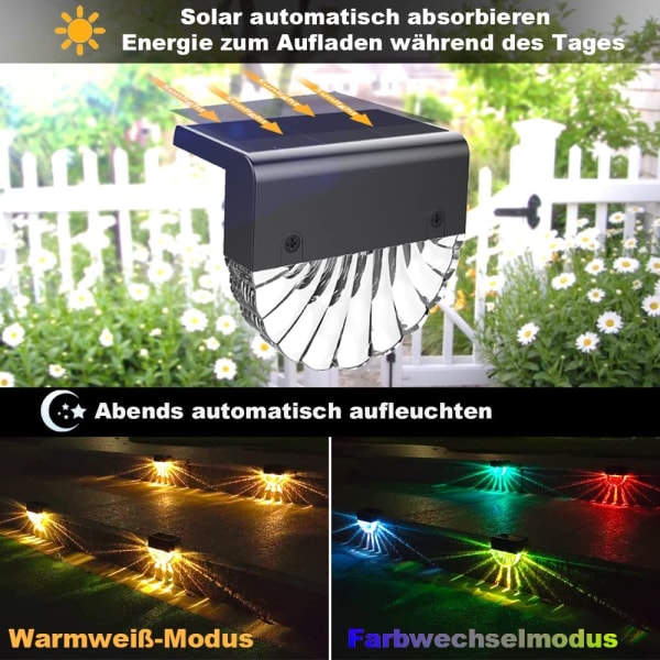 Solar Outdoor Garden Light, led ulkoseinävalaisin, 6kpl lämmin Whi