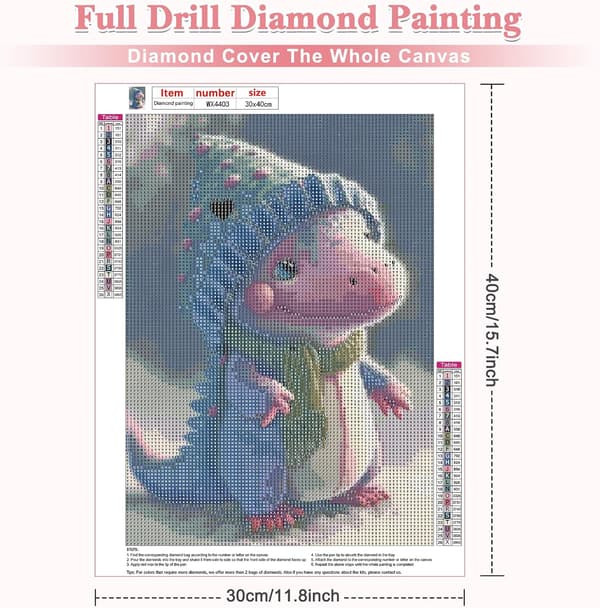 (30X40cm) Diamantmaleri Kunst, Dinosaur Diamantmaleri Kit til