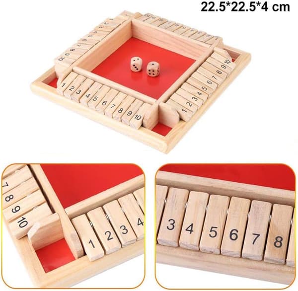 Knowing Wooden Closed Box Game, Shut The Box Game, 4 Player Digit