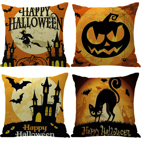 4pcs Halloween Hexe Kürbis Kissenbezug Druck Wurf Kissenbezug Kis