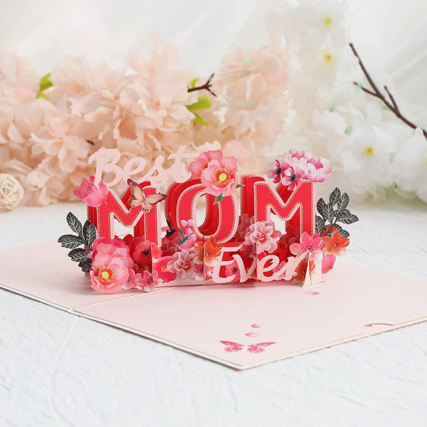 Morsdagskort, bursdagskort for mamma, 3D popup-gratulasjonskort