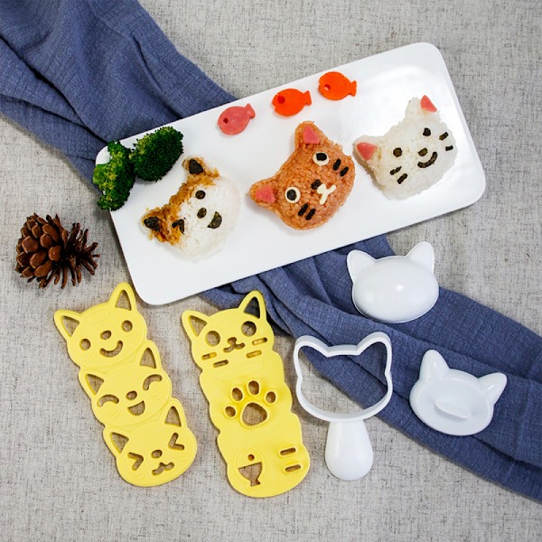 Tegneserie kat risform bento sushiform DIY køkken risbold tangform sæt