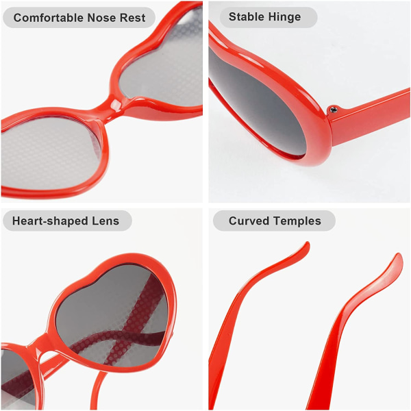 2 stk 3D spesialeffekt hjertebriller, 3D hjerter lysdiffraksjon