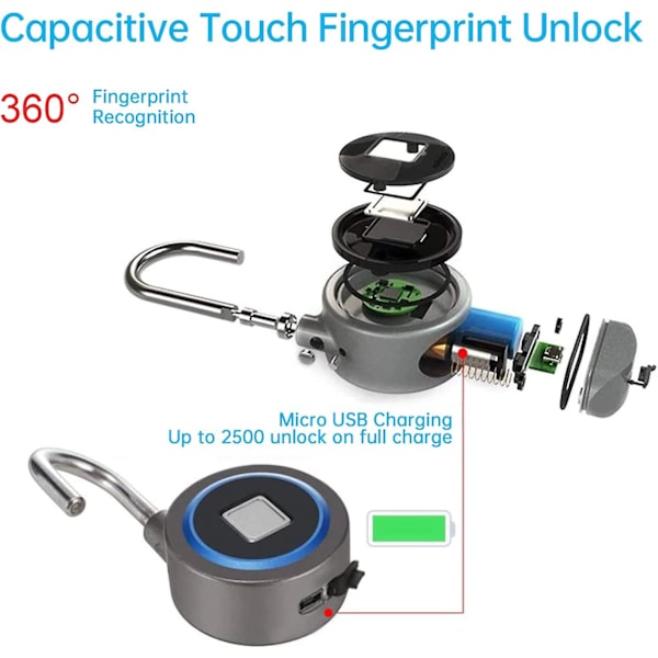 Fingeravtryckslås Bluetooth-lås Mobil app Smart Keyless Bio