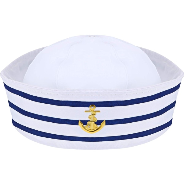 Sjömansmössa Blå Vit Yachtkaptensmössa Sjömanshatt för kostym P