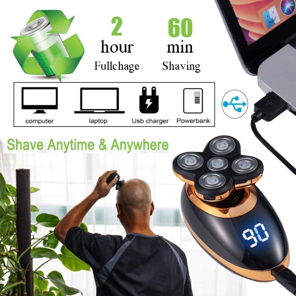 Elektrisk barbermaskine til mænd, hårtrimmer Trådløs elektrisk barbermaskine  5 i 1bf1 | Fyndiq