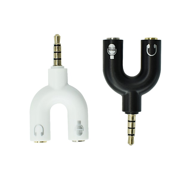 2 st (vit) hörlursadapter 3,5 mm headsetmikrofonkonverter