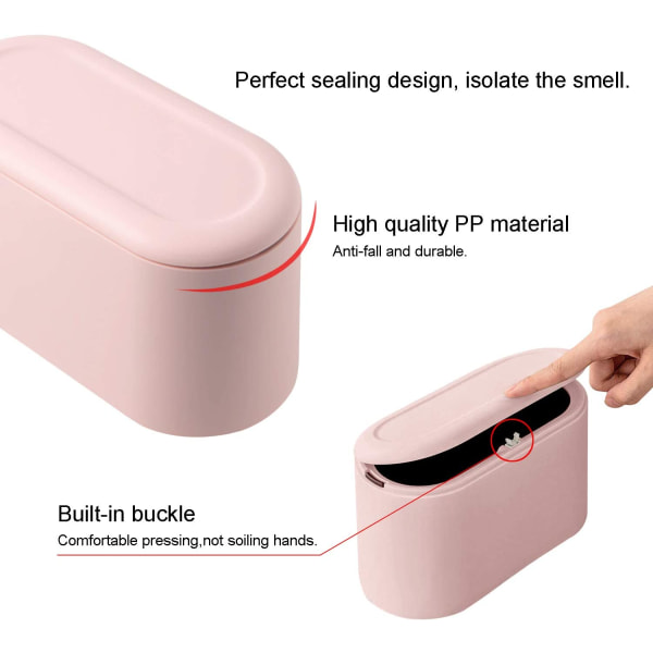 Rosa farge-liten søppelbøtte på bord med trykkknapplokk for av bb8d | Fyndiq