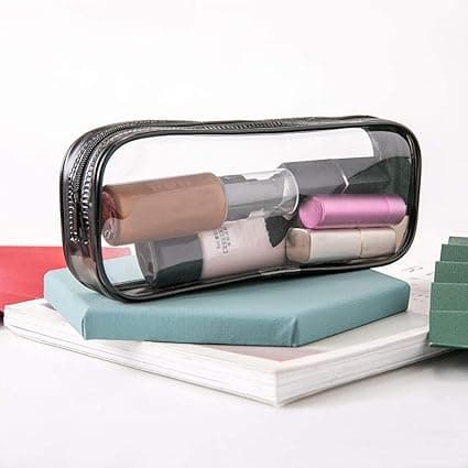 2-delt transparent stor etui med stor kapacitet (sort og hvid)