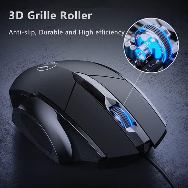 Computer Mouse med Ledning, 6-Knaps Optisk Mus med Ledning, Lydløs, 200-8800 DPI