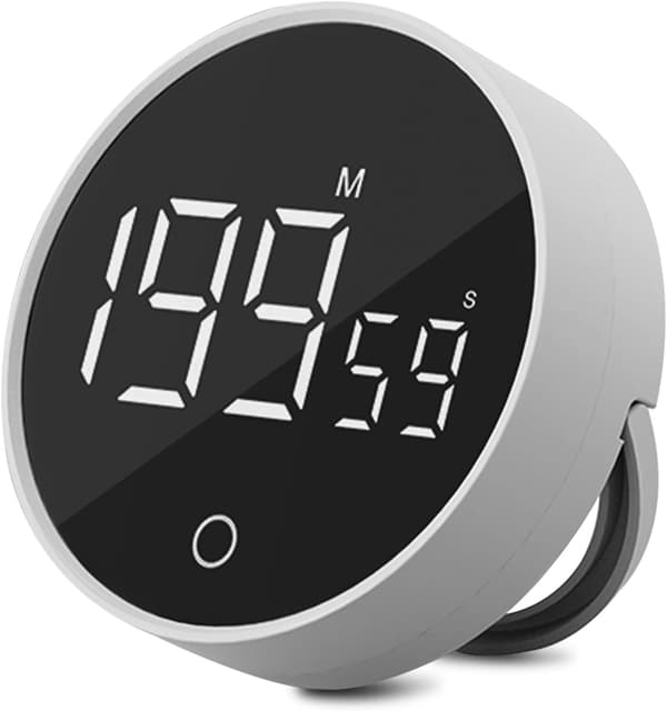 Digital Kökstimer (Vit) - Visuell Timer Stor LED-Display Magnetisk Ställning Nedräkningstimer Justerbar Volym och