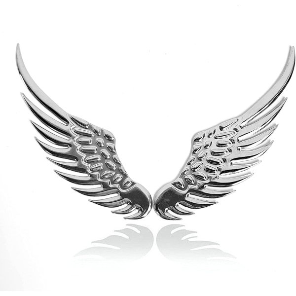 3D-klistermærker (1 par) (sølv) Metallic Wings Auto Metal-klistermærke C