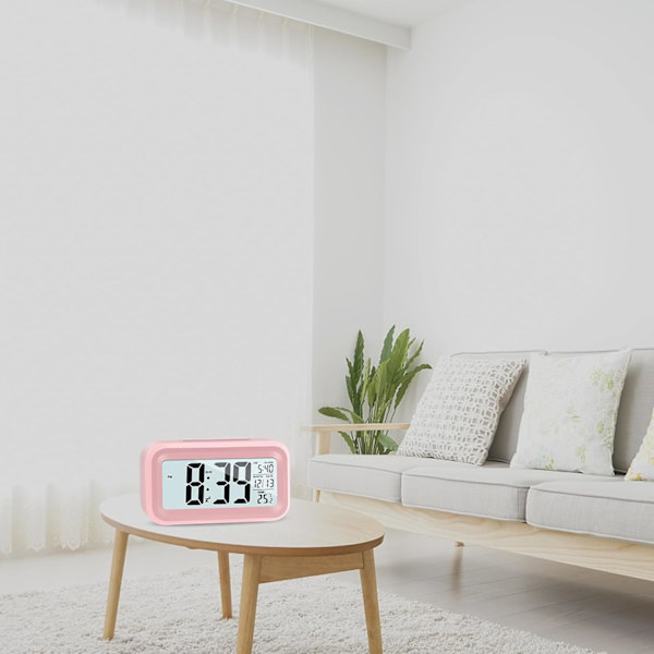 (Rosa) LCD Digital Väggklocka, Smart Digital Väggklocka med Te