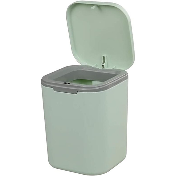 Mini skrivebordsavfallsbeholder med trykknapp og lokk - 1,8 L