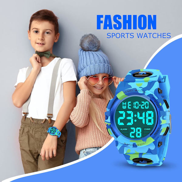(Ljusblå) Dykdigitalklocka med väckarklocka Sports Toy Chr