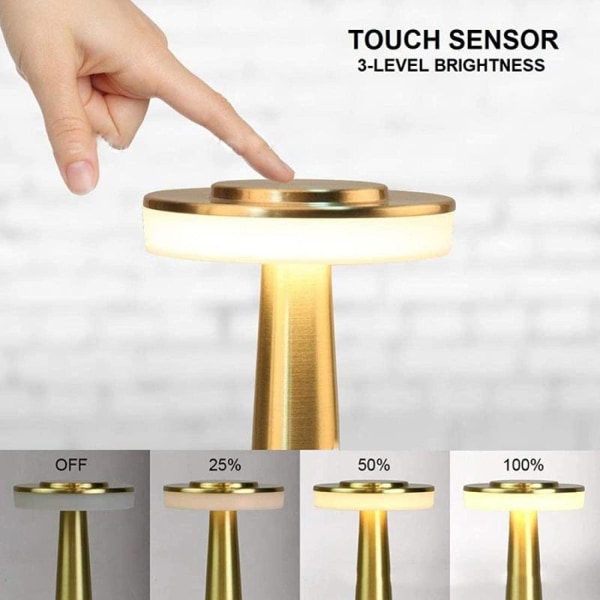 Touch bærbar ledningsfri skrivebordslampe, 3-trins touch-dæmpning, bu