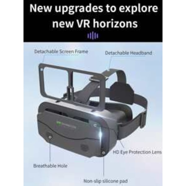 (Sorte) VR-briller, bærbare briller for 3D Virtual Reality-film
