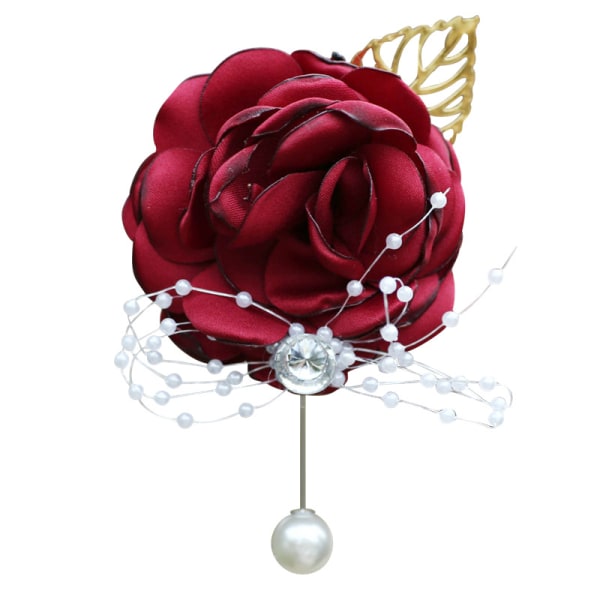 Brud Corsage kunstig bryllup blomst blonder blader dekorasjon