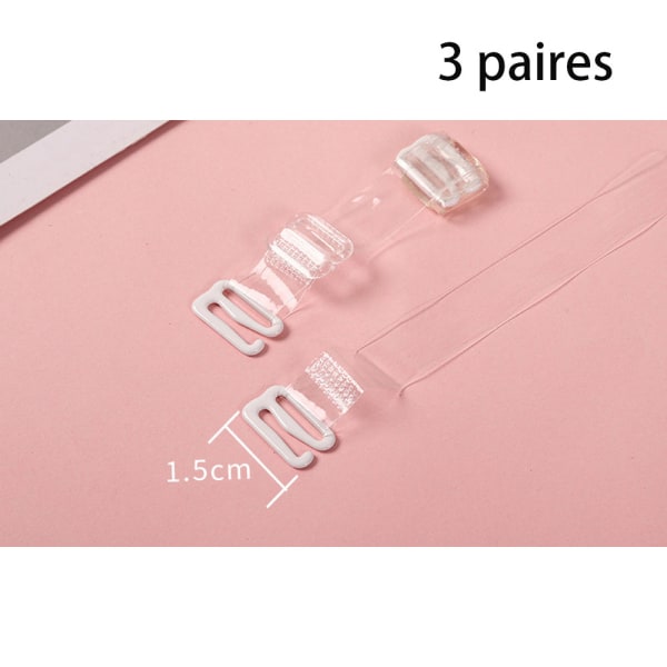 3 par (gennemsigtig 1,2 cm) Gennemsigtige usynlige bh-stropper Rep