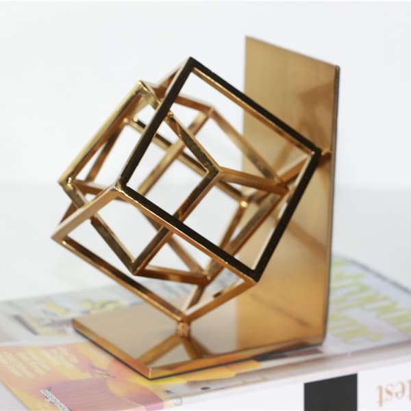 Geometrisk kubjärnsskulptur - Minimalistisk staty prydnader Cent