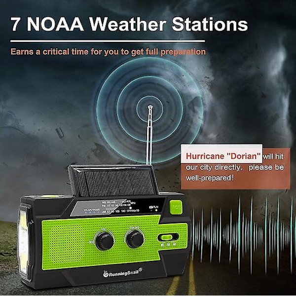 Hätäradio, 4000 mAh sääradiot käsikammella ja aurinkolatauksella, 3 vaihteen LED-taskulamppu, SOS-hälytys, kannettava virtapankki (oranssi)