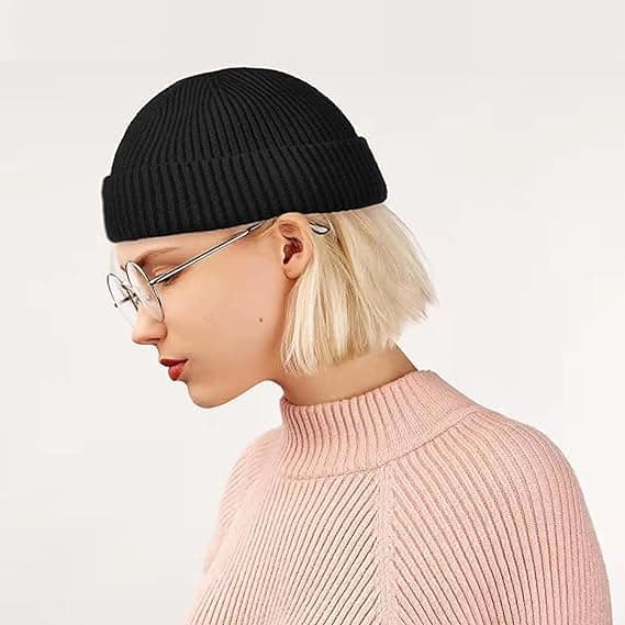 (Musta) Miesten, Hat Baseball Cap Trawler Hat Watch Cap Cuffed Skull H