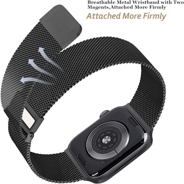 Sort - 1 stk. Metalrem kompatibel med Apple Watch 38mm 40m