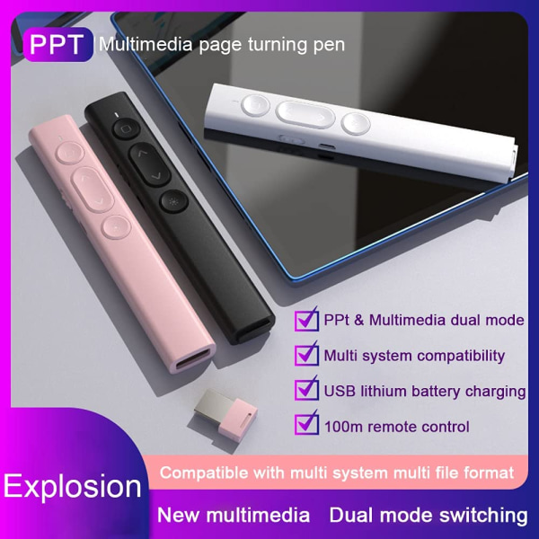 1 Pen Sidevender Pen, USB-lading Demonstrator Dual-Mode Pres