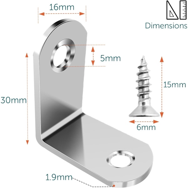Ruostumattomasta teräksestä valmistetut kiinnitysjalat - Pakkaus 40 kpl 30*30mm kiinnitysjalkaa huonekalujen kiinnittämiseen ja korjaamiseen