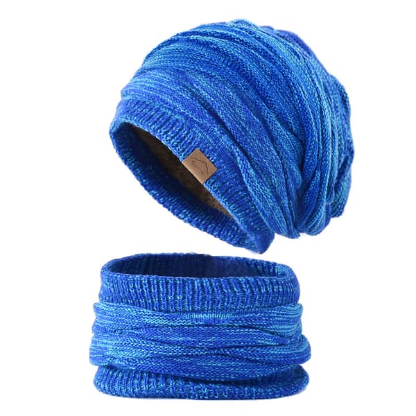 Kvinners Slouchy Beanie og Skjerfsett for Jenter Varm Strikket Vinter S