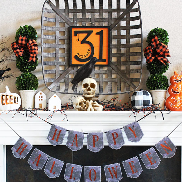 DIY Crow på skelet Halloween dekorationer med LED-lys, Crow