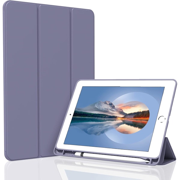 Laventelinlila, Suojakotelo iPad10.2/iPad10.5/iPad9/iPadAri3:lle, Ohut ja pehmeä kolmiosainen taitettava jalustakotelo, automaattinen