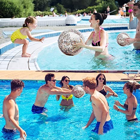 5-pack strandbollar Jumbo poolleksaker bollar jättekonfetti glitter