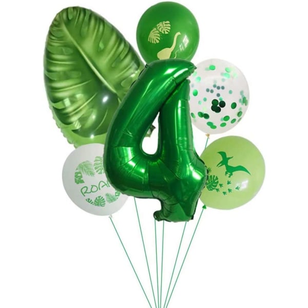 Dino 4-års ballonger, barnebursdagsdekorasjon 4-års fødselsdag