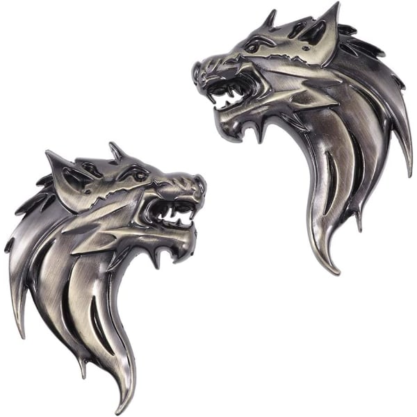 2pcs 3D Metal Wolf Head Car Sticker and Decal Badge Badge Reflec