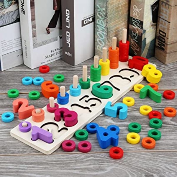 Montessori Baby Toy, Pedagogiska Matematikspel Träpussel, Lear