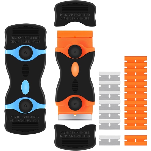 2PACK Razor Blade Scraper, 2-in-1 Scraper Tool with 12Pcs Plasti